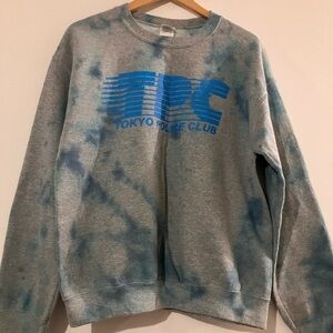 Tokyo Police Club Gildan Gray and Blue Tie-Dye Crewneck